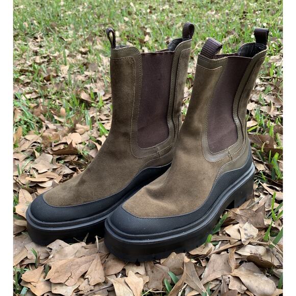 Sam Edelman Suede Boots Sz 9.5 Brown Chunky Rugged Chic Utility Combat Lulia - Picture 1 of 8